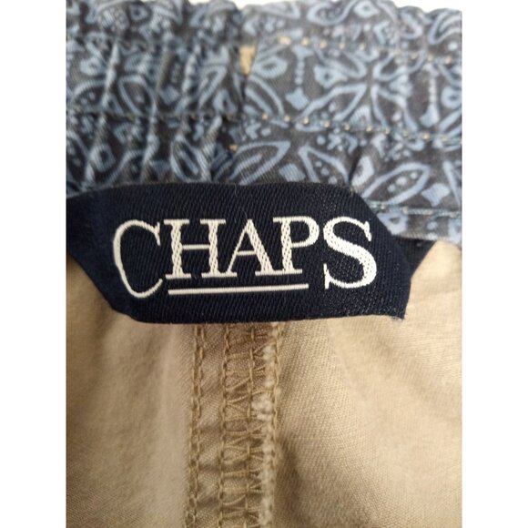 Chaps Men's Tan Flat Front Elastic Waist Shorts Size Large - Picture 3 of 5